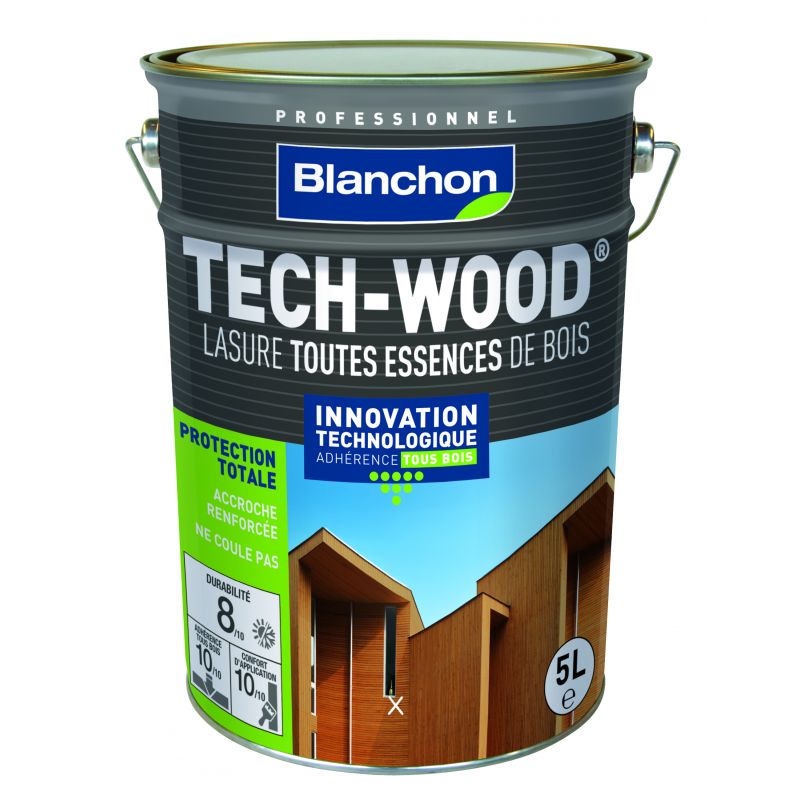 Lasure Tech-Wood Bois Grisé - 5L - BLANCHON - Manubricole